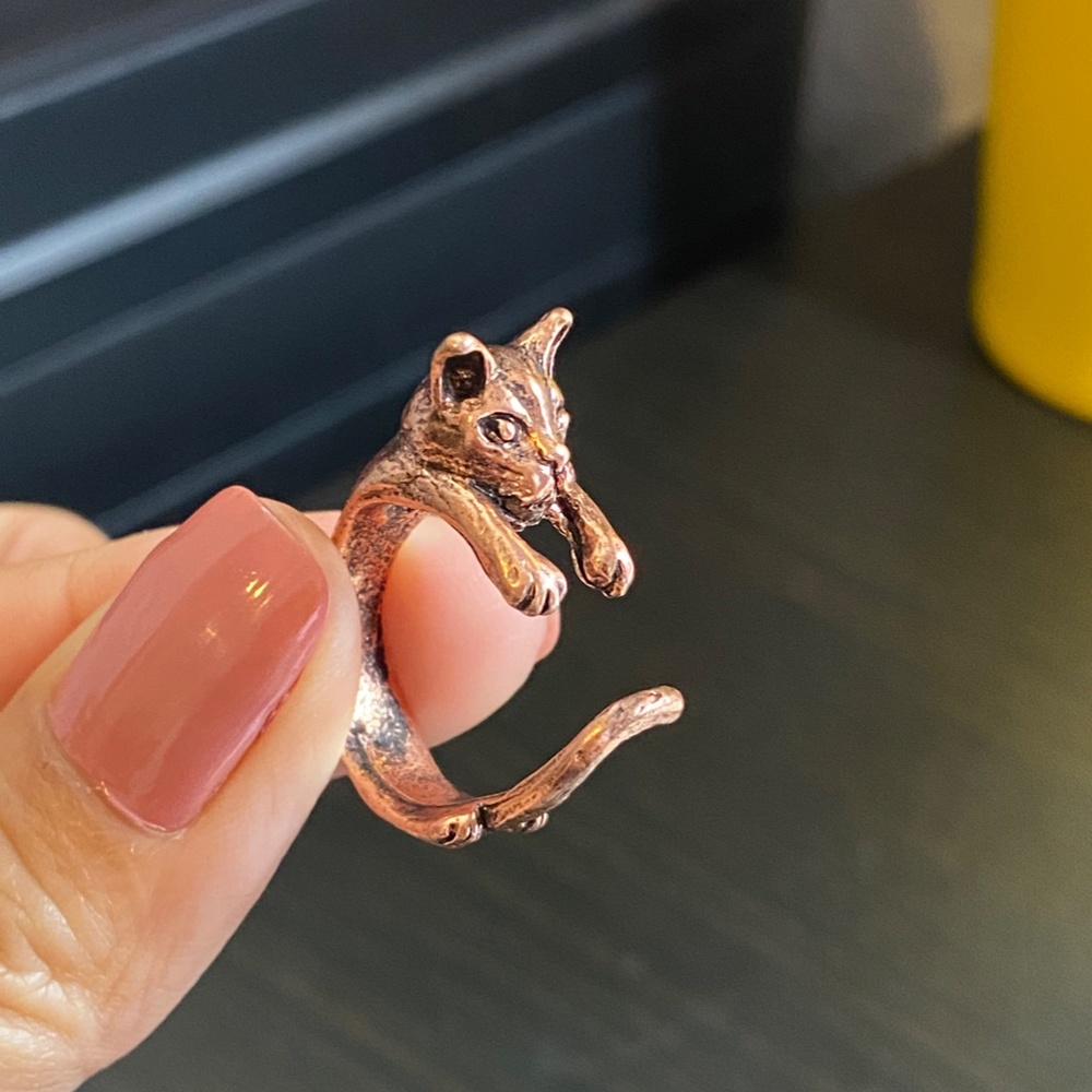 Brass Cat Open Ring,Silver Adjustable Ring,Silver… - image 5
